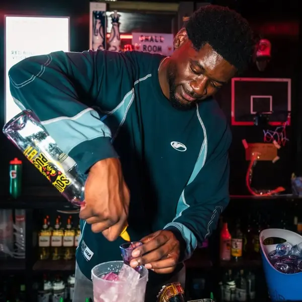 Bartender mixing a drink at the bar